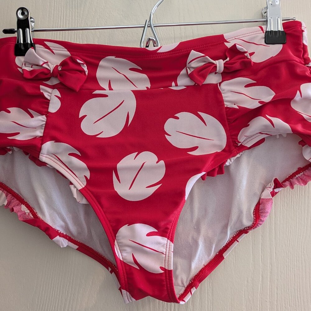 Disney Lilo and Stitch Leaf Print Ruffle Bow Swim Bottom